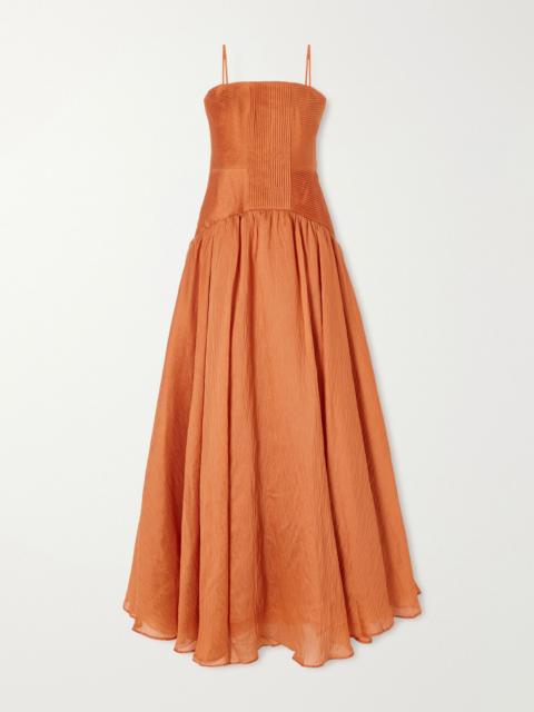 Aje. Contour gathered Lyocell-blend maxi dress Orange