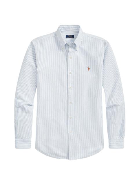 Polo Ralph Lauren Men's Striped Cotton Custom-Fit Oxford Shirt - Blue White Stripe
