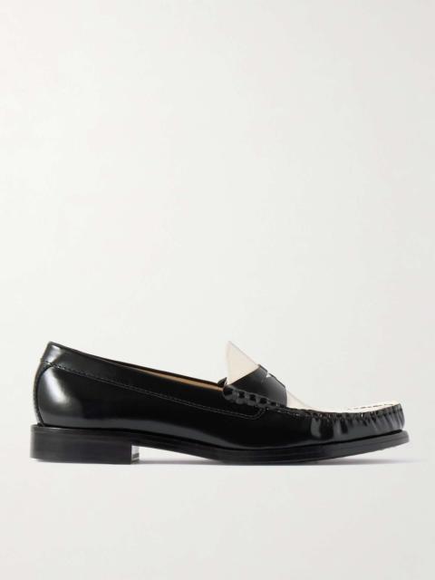 Stuart Weitzman Lottie two-tone leather loafers Black