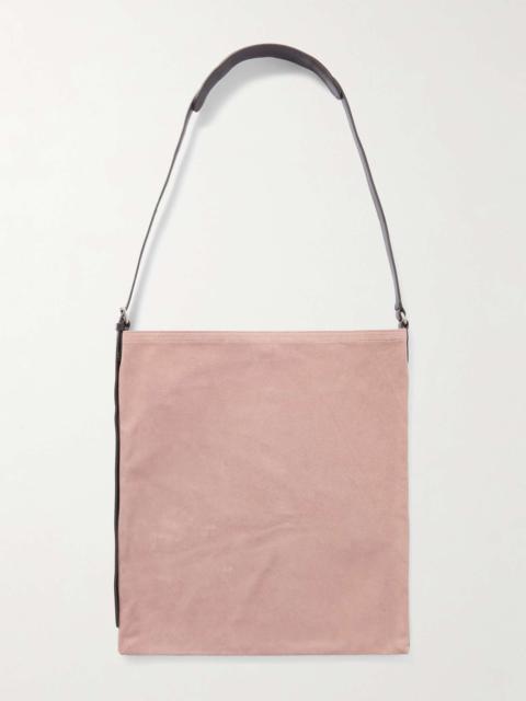 Leather-Trimmed Suede Tote Bag