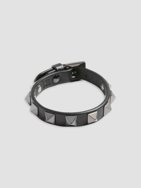 Valentino Women's Rockstud Leather Bracelet with Ruthenium Studs - Black