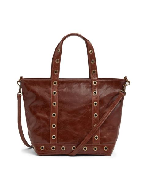 S cracked leather tote bag