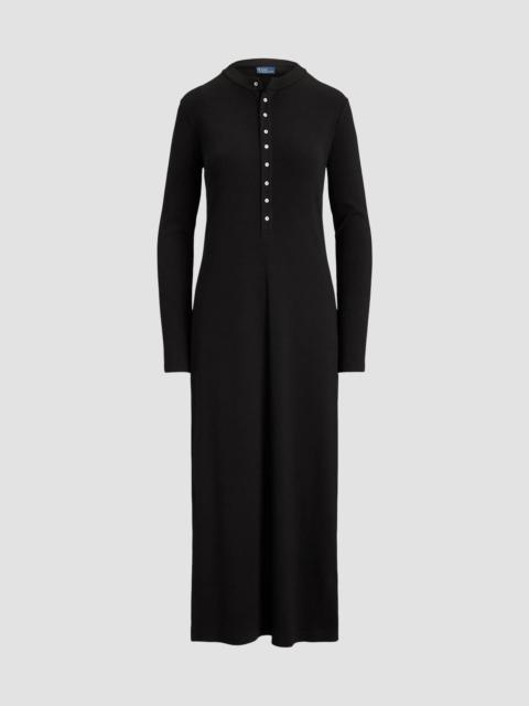Polo Ralph Lauren Women's Wool-Blend Rib-Knit Henley Midi Dress - Black