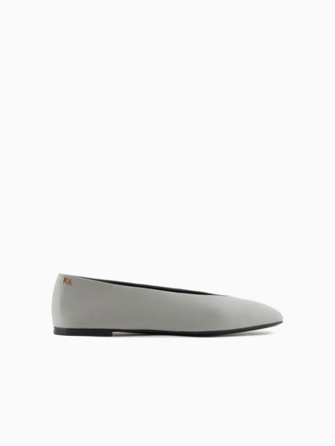 EMPORIO ARMANI Nappa-leather square-toed ballerinas