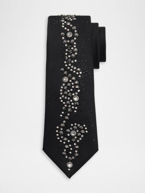 VERSACE Men's Wool Blend Medusa Rhinestone-Embellished Tie