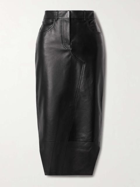 Leather midi skirt