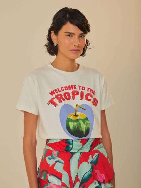 FARM RIO White Welcome To The Tropics Organic Cotton T-Shirt