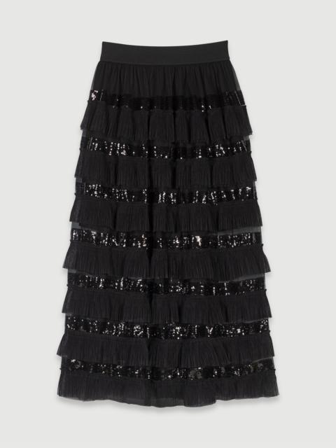 maje Ruffled maxi skirt