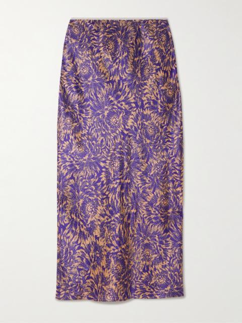 Dries Van Noten Printed Silk Midi Skirt