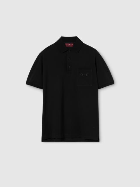 GUCCI Cotton piquet polo shirt with embroidery