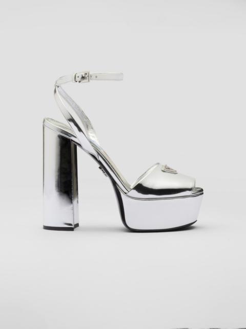 Prada Metallic leather platform sandals