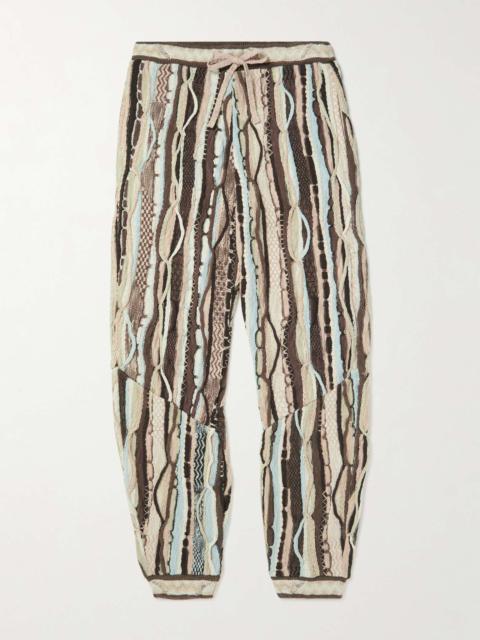 Tapered Jacquard-Knit Cotton Drawstring Trousers