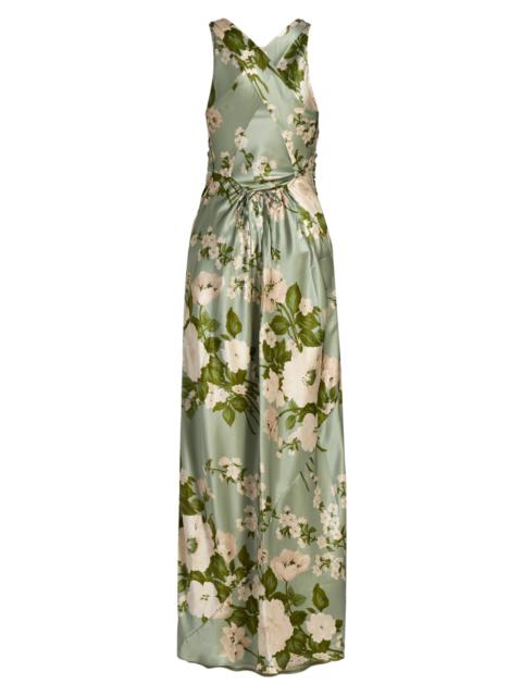 Reformation Women's Anaiis Silk Floral Column Gown - Tarragon