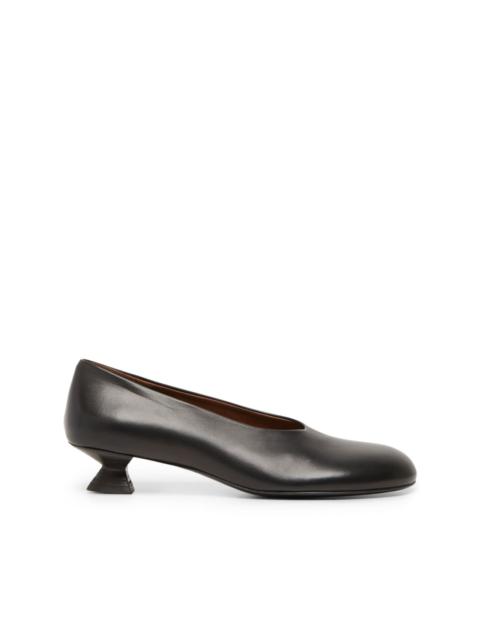 sculpted-heel leather pumps