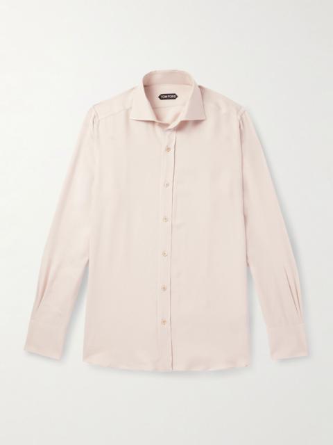 TOM FORD Slim-Fit Cutaway-Collar Twill Shirt Pink