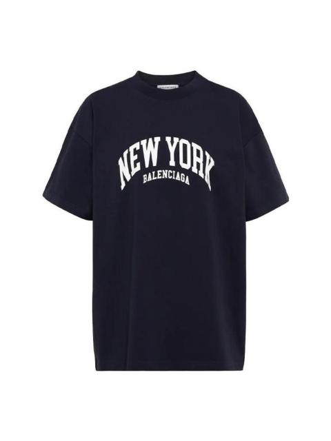 BALENCIAGA Balenciaga Cities New York T-Shirt Medium Fit 'Dark Blue' 612965TLVM23967