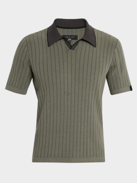 rag & bone Men's Sanford Ribbed Johnny Collar Polo Sweater