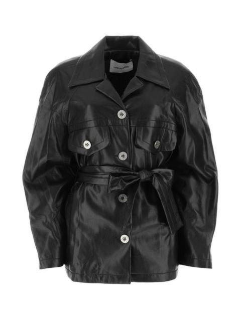 Black synthetic leather shirt