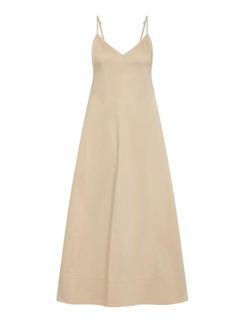 ST. AGNI Structured Cotton Midi Dress neutral
