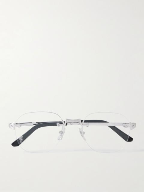 Cartier Santos de Cartier Rimless D-Frame Silver-Tone Optical Glasses Silver