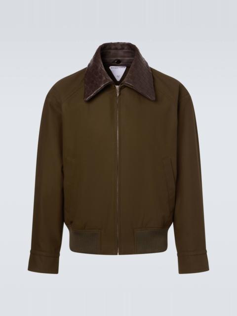 Leather-trimmed cotton twill blouson jacket