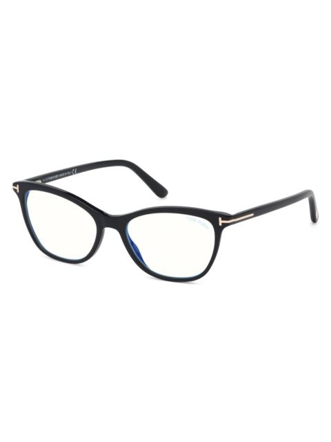 TOM FORD Women's 52MM Square Blue Filter Eyeglasses - Shiny Black