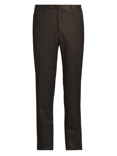 CORNELIANI Men's Wool Flannel Slim-Fit Trousers - Brown