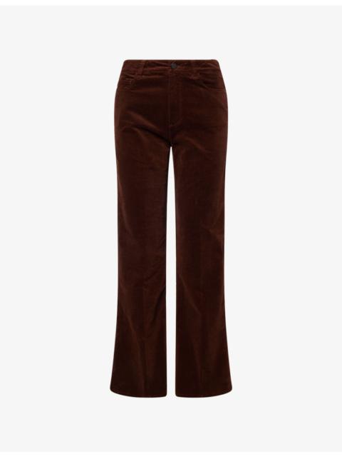 PAIGE "Leenah 32"" Slim Wide-Leg Stretch-Cotton Blend Trousers"