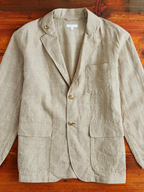 Engineered Garments Loiter Jacket in Beige Linen Glen Plaid