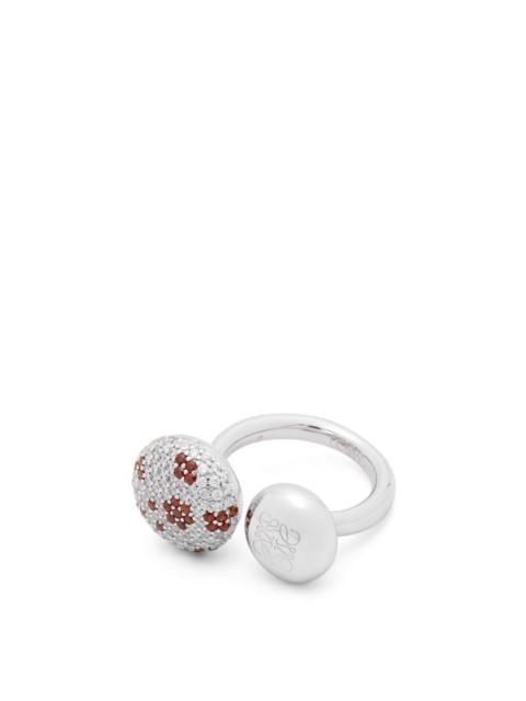 Loewe Anagram Pebble double ring in sterling silver and crystals