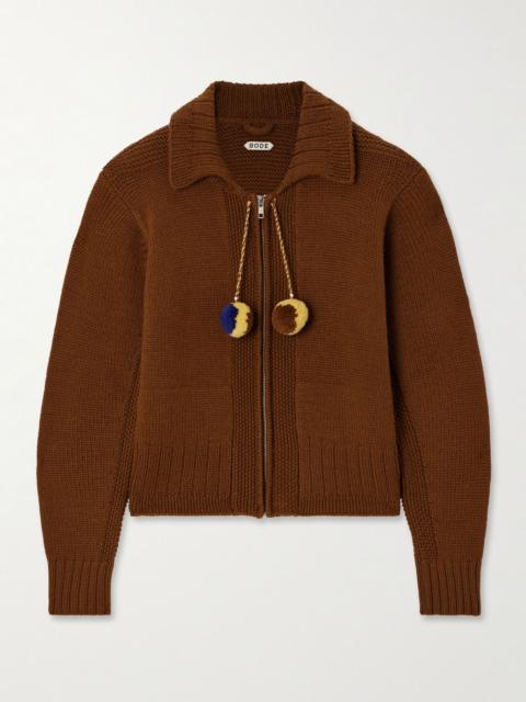 BODE Marion pompom-detailed wool cardigan Brown