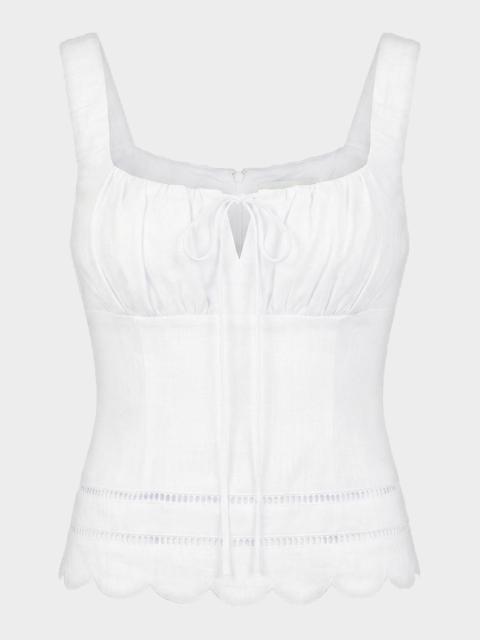 NICHOLAS Ebba Linen Latice-Trim Babydoll Top