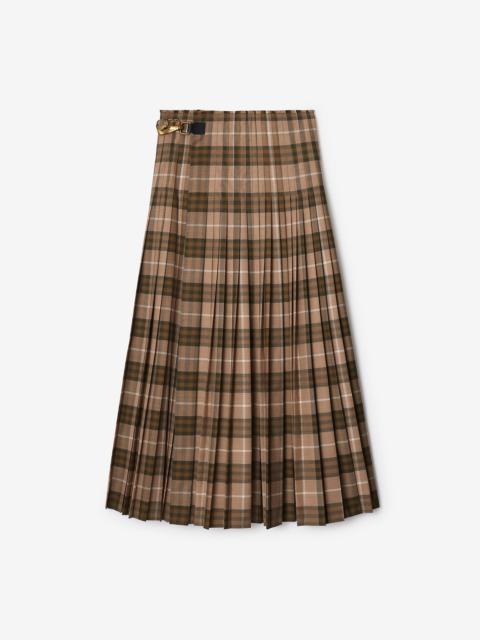 Check Wool Blend Maxi Kilt