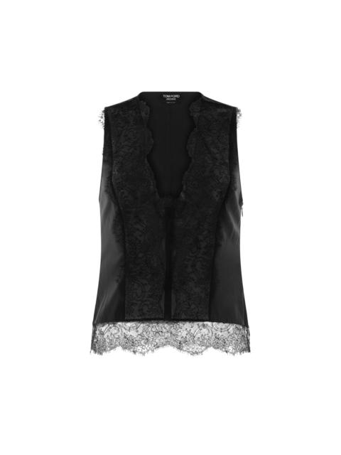 SILK SATIN & CHANTILLY LACE TOP