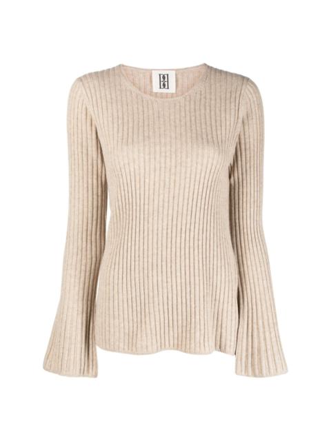 bell-sleeves ribbed-knit jumper