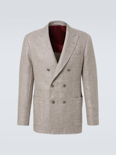 Brunello Cucinelli Double-breasted linen, wool, and silk blazer