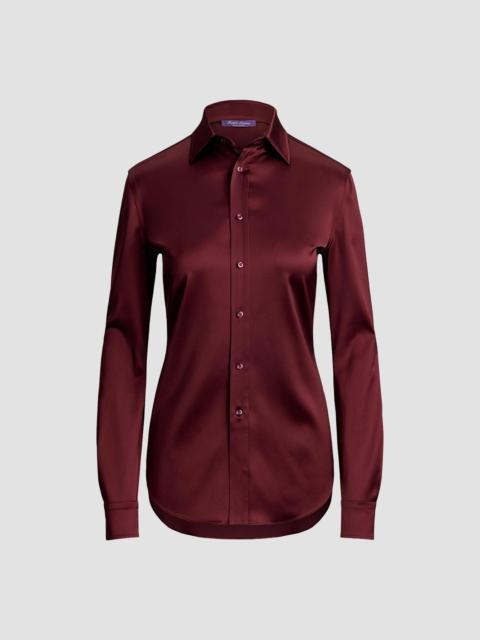 Ralph Lauren Women's Cameron II Satin Straight-Fit Shirt - Red