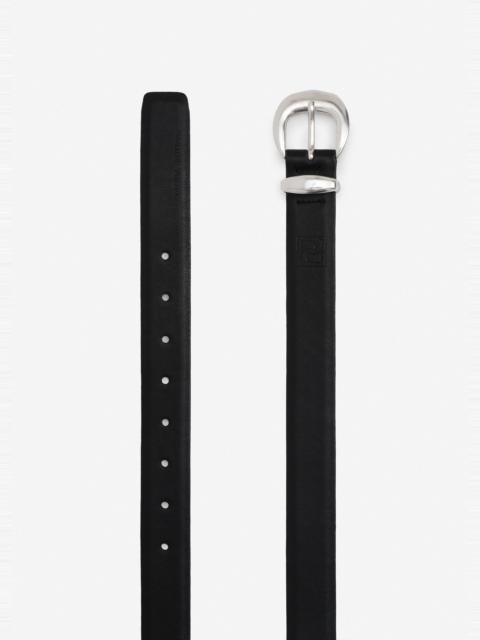MAGDA BUTRYM Silver-toned oval buckle leather belt in black