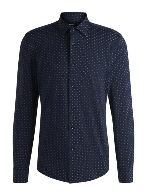 BOSS SLIM-FIT SHIRT IN GEOMETRIC-PRINT PERFORMANCE-STRETCH FABRIC