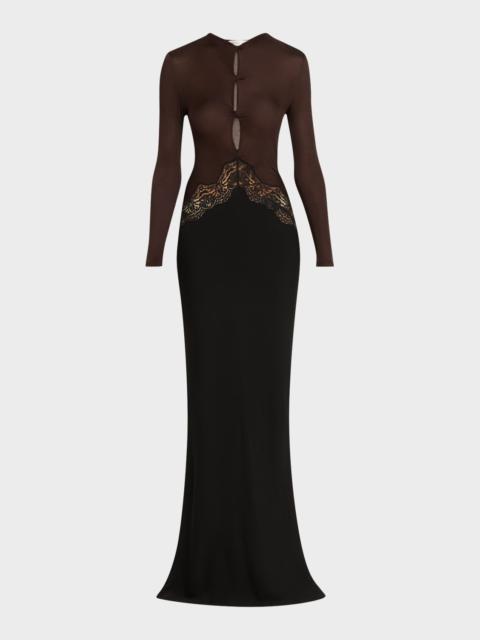 CHRISTOPHER ESBER Open-Twist Lace Long-Sleeve Dress