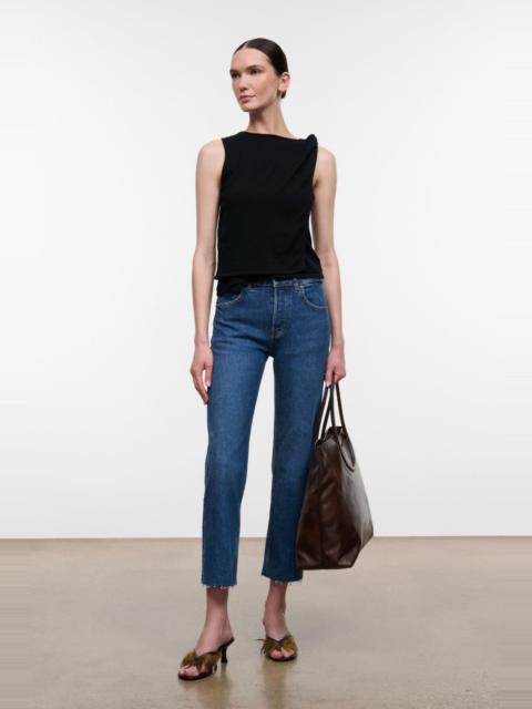 STAUD STAUD TEDDY CROPPED WITH RAW HEM STONE BLUE