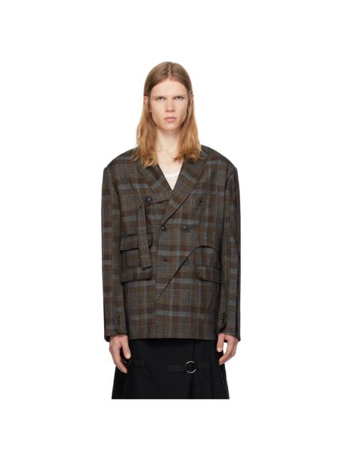 Andersson Bell Brown SOE Check Wrap Double-Breasted Blazer