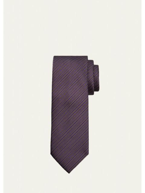 Brioni Men's Silk and Cotton Micro Jacquard Tie