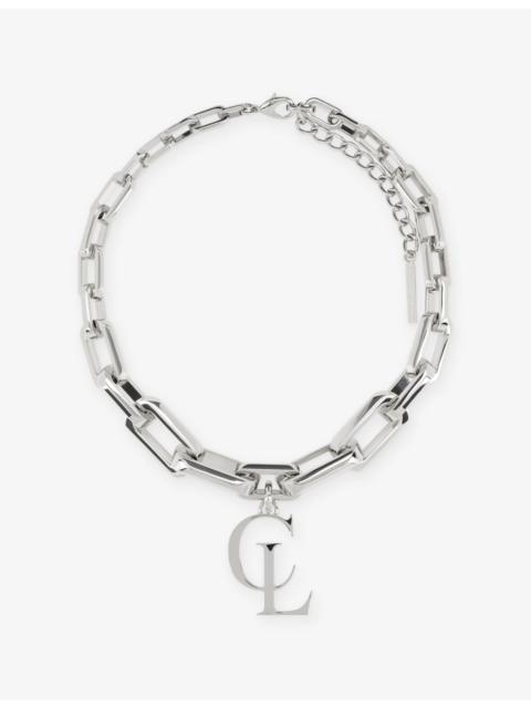 Christian Louboutin CL Silver-Toned Metal Chain Necklace