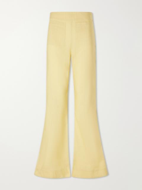 ALIX OF BOHEMIA Farah Sunlight Wool And Linen-blend Flared Pants