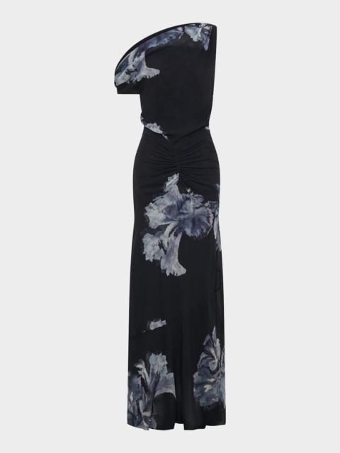 NICHOLAS Elza Asymmetric Off-Shoulder Paneled Maxi Dress