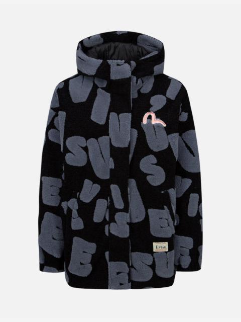 EVISU ALLOVER 3D SHERPA JACQUARD PADDED JACKET