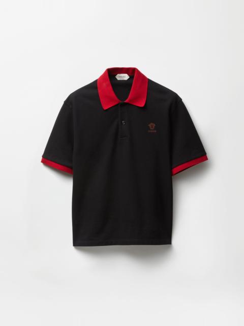 VERSACE Embroidered Cotton Piqué Polo