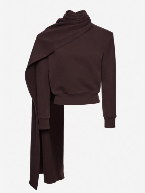 MAGDA BUTRYM Draped scarf sweatshirt in brown