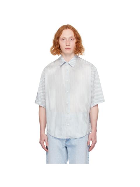 Off-White & Blue Boxy-Fit Shirt